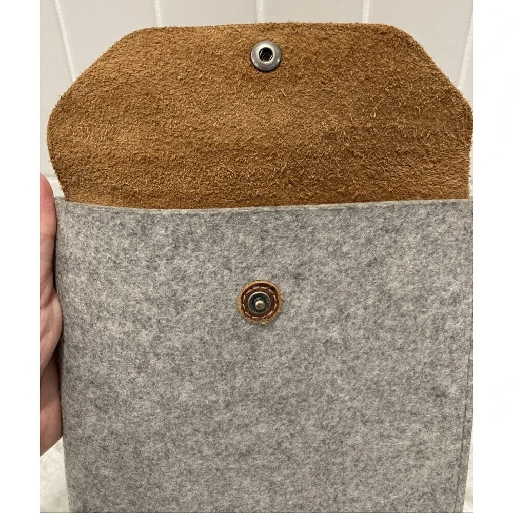Graf & Lantz Real Leather Wool Tablet Slip Over Case Snap Close Business Career